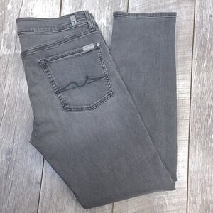 7 For All Mankind Jeans Mens 36x33 Slimmy Slim Straight Mid Rise Gray Denim